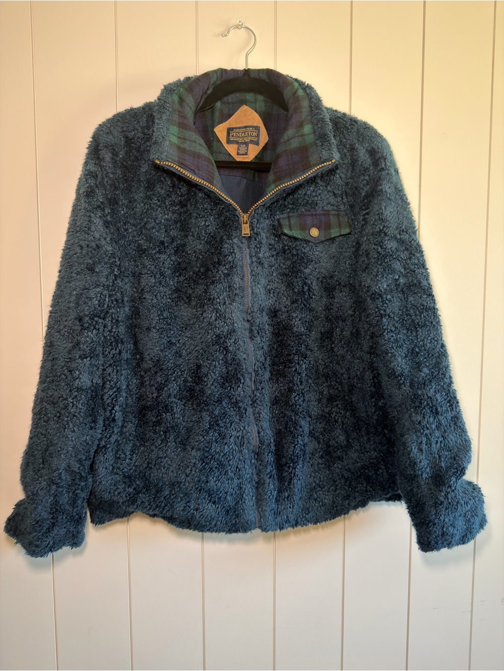 Pendleton Plush Navy Blue Faux-Sherpa Zip Jacket